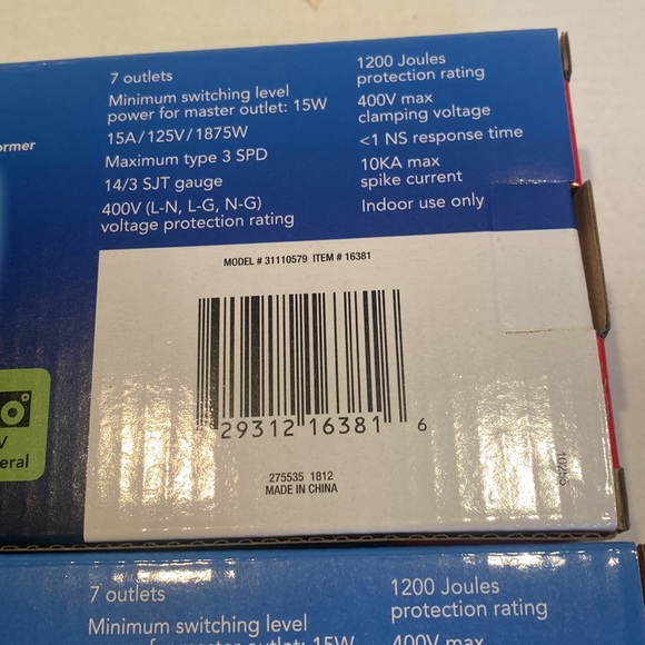 NIB Set of Two Advanced 7-Outlet Power Strips with Surge Protector - Picture 6 of 6